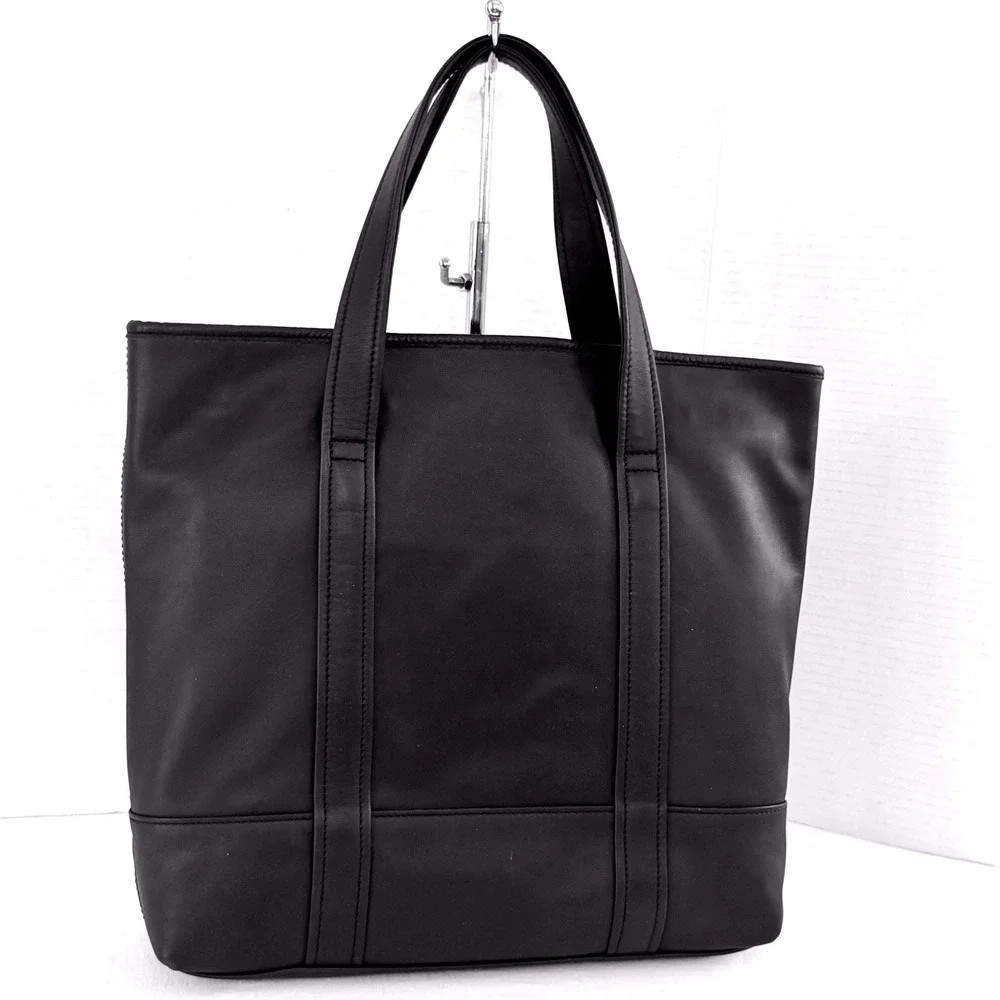 Coach Market Tote Book Tote Large Black Excellent Vtg Leather Travel L9S-9401
